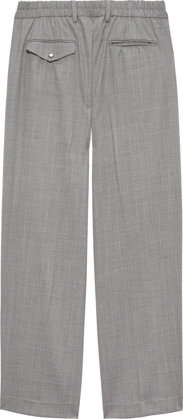 WOOL AFTER TROUSERS GREY W/PINK PINSTRIPES
