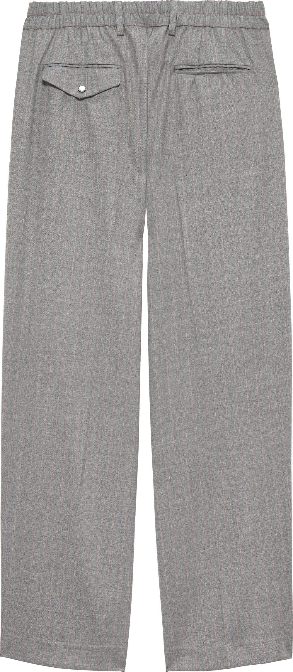 WOOL AFTER TROUSERS GREY W/PINK PINSTRIPES