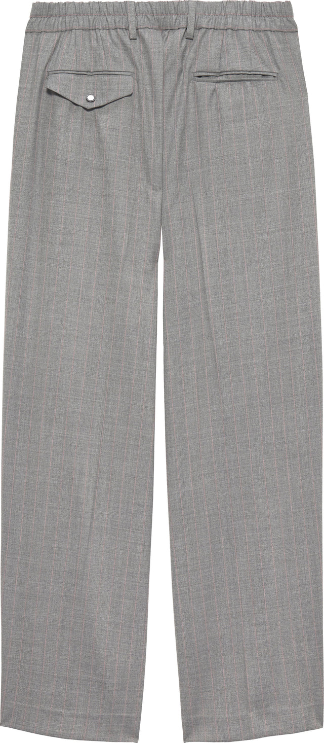 WOOL AFTER TROUSERS GREY W/PINK PINSTRIPES