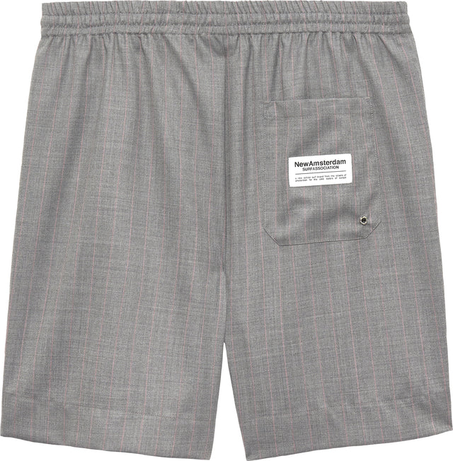 WOOL WORK SHORTS GREY W/PINK PINSTRIPES