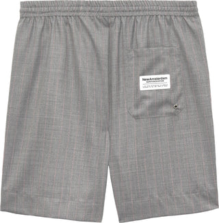 WOOL WORK SHORTS GREY W/PINK PINSTRIPES