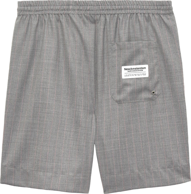 WOOL WORK SHORTS GREY W/PINK PINSTRIPES