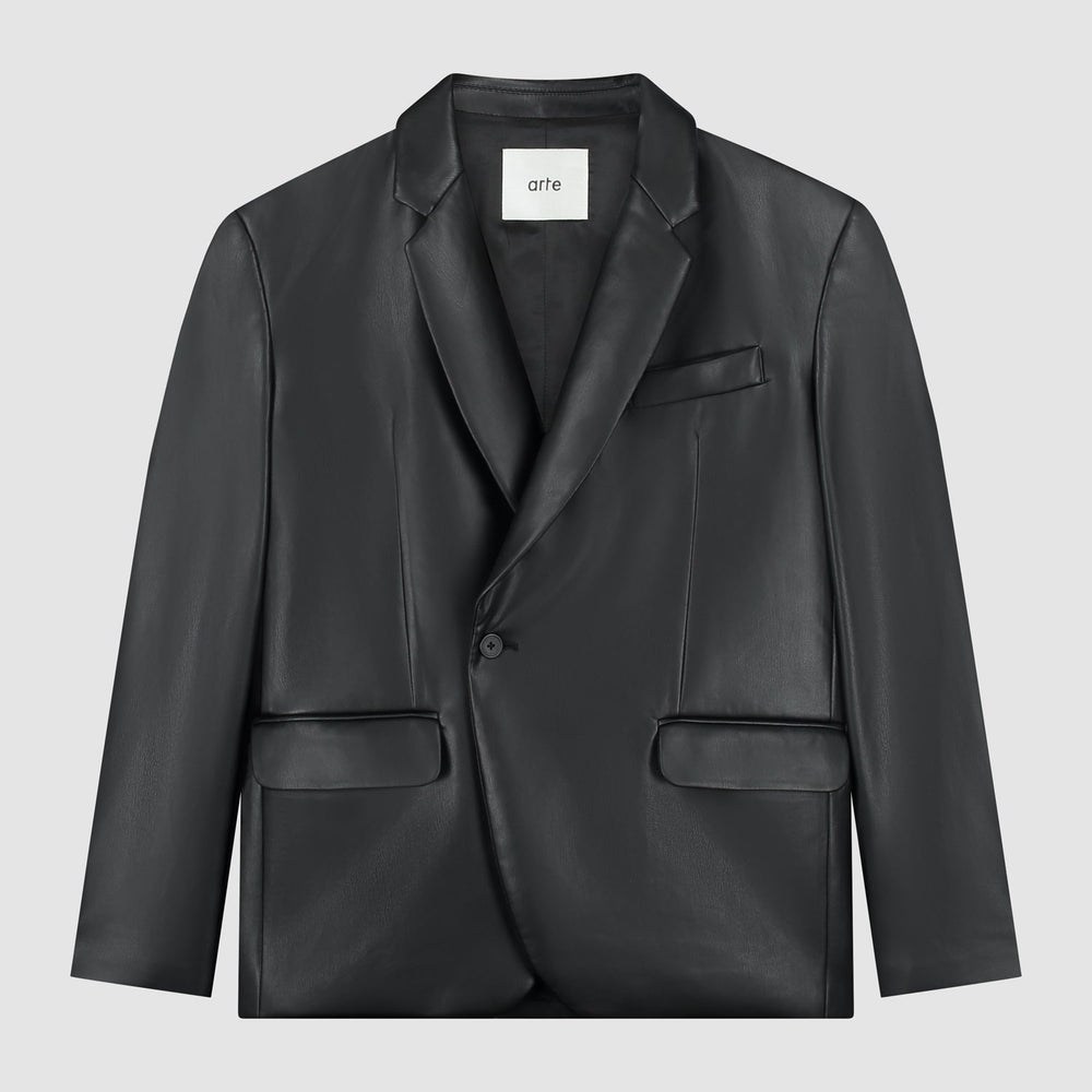 Leather Gallery Blazer - Black