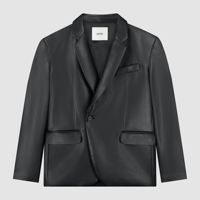 Leather Gallery Blazer - Black