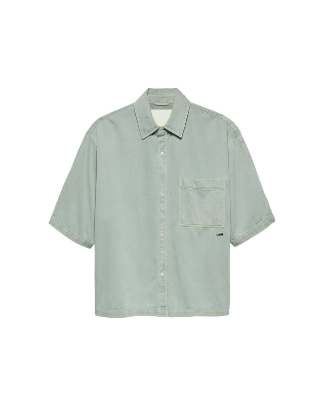 DENIM SHORT SLEEVE BUTTON-UP