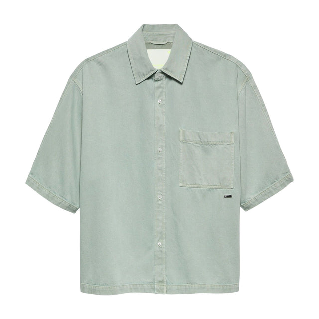 DENIM SHORT SLEEVE BUTTON-UP