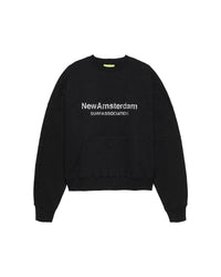 WORKED LOGO CREWNECK STRASS van New Amsterdam Surf Association in de kleur zwart — afbeelding 3 van 7