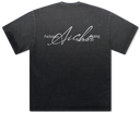 Washed Script Print T-Shirt - Washed Black