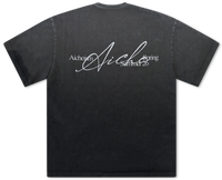 Washed Script Print T-Shirt - Washed Black