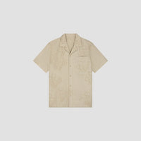Embroidered Short Sleeve Shirt - Beige