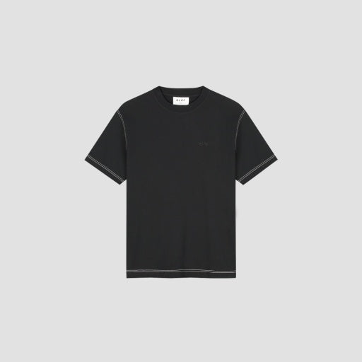 Contrast Stitch Crewneck T-shirt - Black