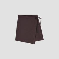 Wrap Tie Mini Skirt - Dark Brown