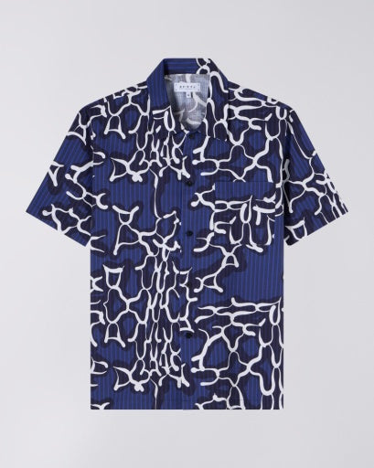 Abstract Print Camp Shirt - Blue Pattern