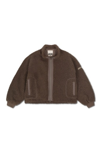 Zip-Up Teddy Fleece Jacket - Brown