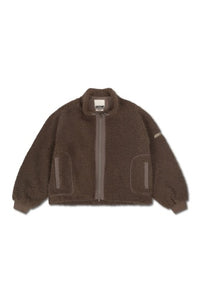 Zip-Up Teddy Fleece Jacket - Brown