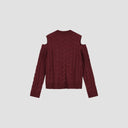 Cable Knit Cold-Shoulder Sweater - Bordeaux