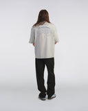 Embroidered Camp Collar Shirt - Light Grey