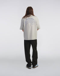 Embroidered Camp Collar Shirt - Light Grey