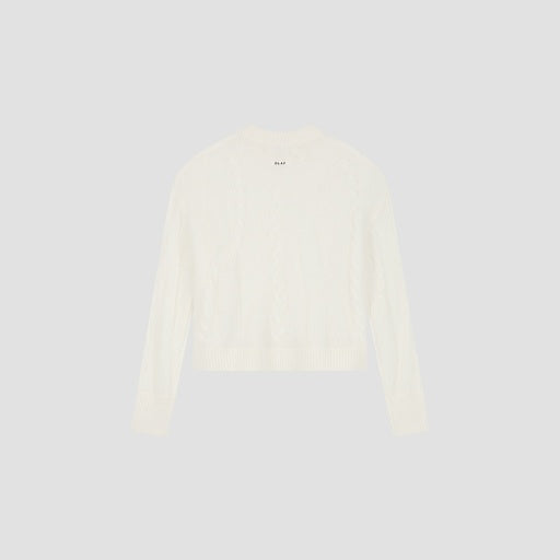 Cable Knit Cropped Sweater - Ecru