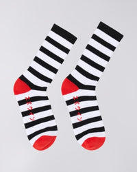 Striped Crew Socks - Black/White Stripe