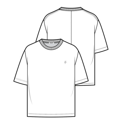 Oversized Rib Trim T-Shirt - White