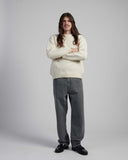 Plain Knit Crewneck Sweater - Cream