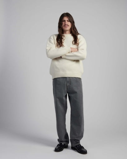 Plain Knit Crewneck Sweater - Cream