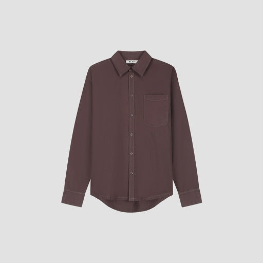 Collared Button-Up Shirt - Dark Brown