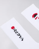 Ribbed Graphic Crew Socks - White