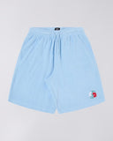 Embroidered Terry Cloth Shorts - Light Blue