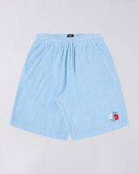 Embroidered Terry Cloth Shorts - Light Blue
