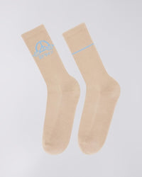 Embroidered Crew Socks - Tan