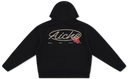 Embroidered Zip-Up Hoodie - Black