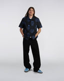 Patterned Short Sleeve Shirt - Navy