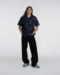 Patterned Short Sleeve Shirt - Navy