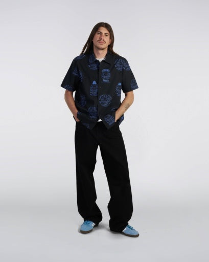 Patterned Short Sleeve Shirt - Navy