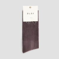 Embroidered Crew Socks - Brown