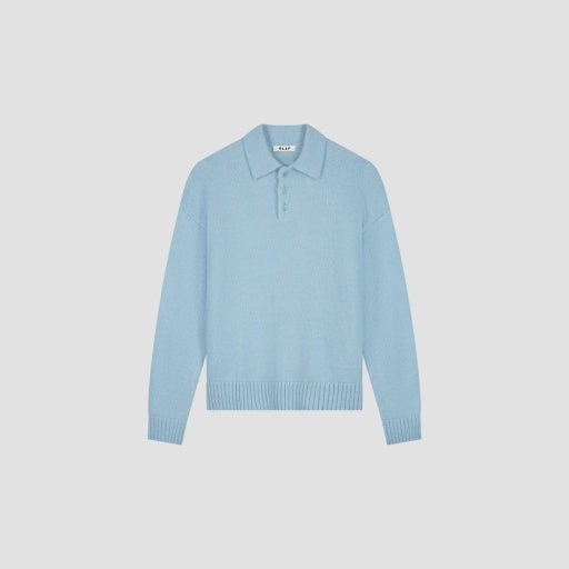 Knit Polo Long Sleeve - Sky Blue