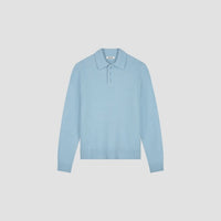 Knit Polo Long Sleeve - Sky Blue