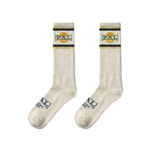 Striped Calf Length Socks - Cream/Multi-Stripe