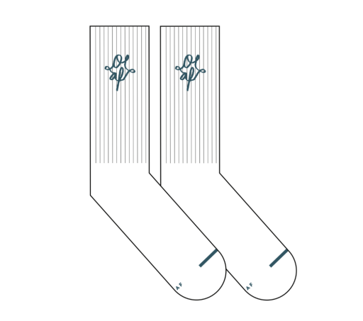 Ribbed Crew Socks - White