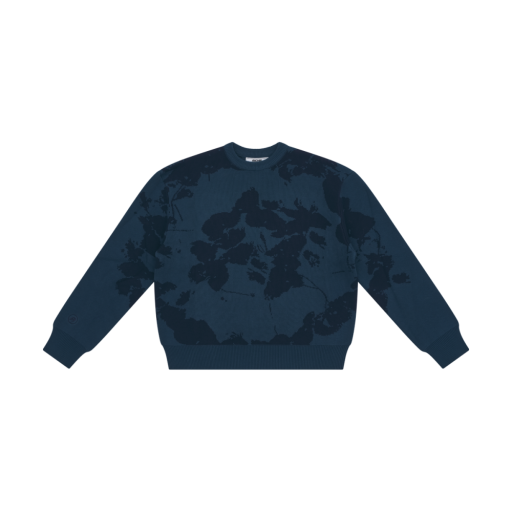 Graphic Print Crewneck Sweater - Navy