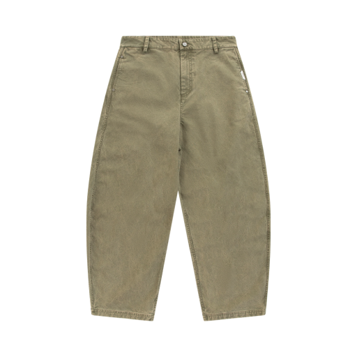 Wide Leg Washed Pants - Olive Green