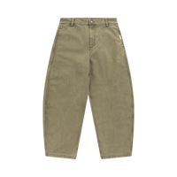 Wide Leg Washed Pants - Olive Green