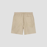 Drawstring Embroidered Shorts - Beige