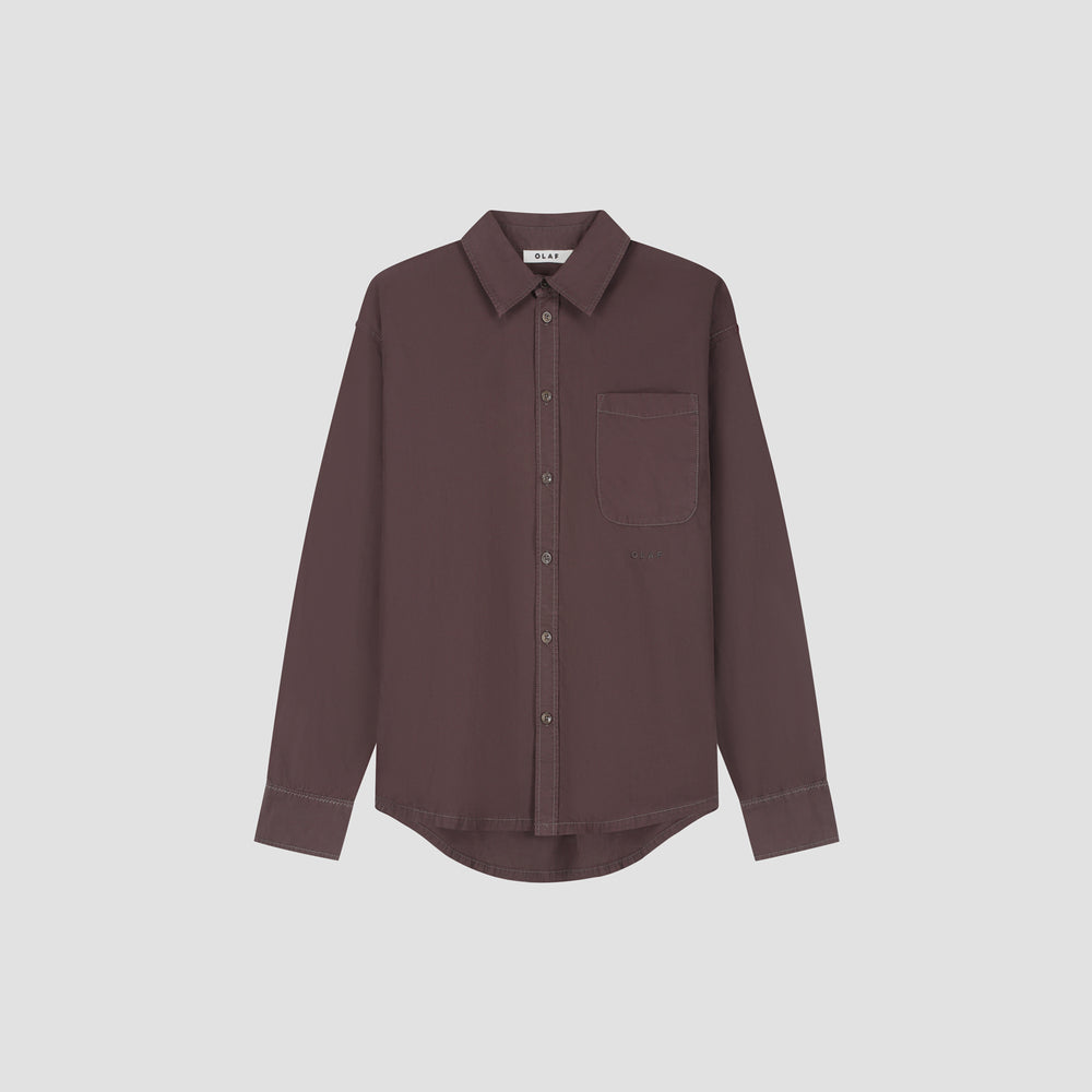 Pocket Poplin Button Up - Brown