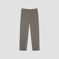 Pleated Straight Leg Trousers - Grey Green