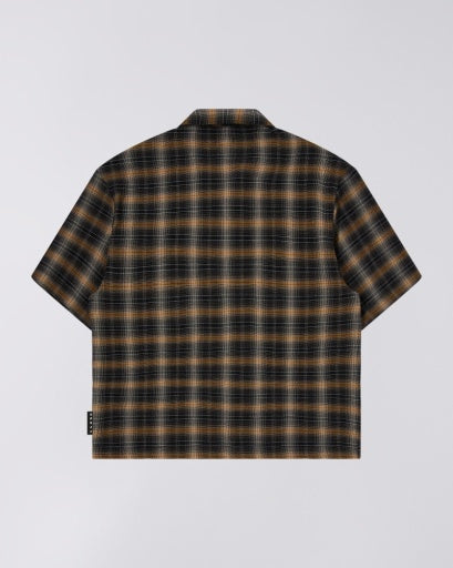 Plaid Camp Collar Shirt - Brown Plaid