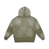 Washed Zip-Up Logo Hoodie - Olive Green