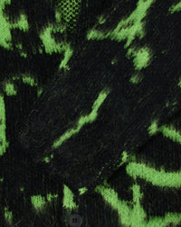 Graphic Hairy Knit Cardigan - Black/Green Tie-Dye